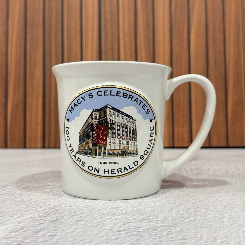 Macy's Celebrates 100 Years 3D Embossed Coffee Cup Mug‎ Vintage 2002 Advertising